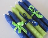 Lime Green and Royal Blue Candles