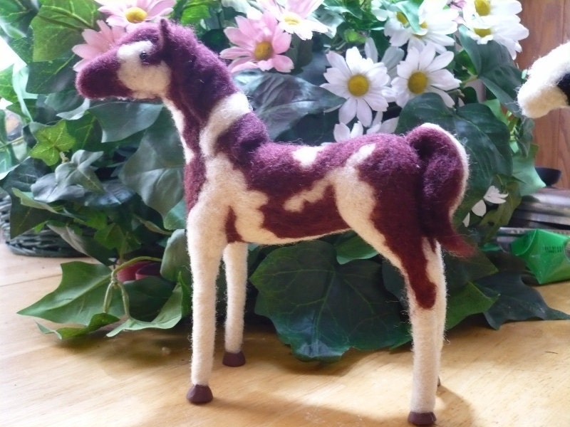 Painted Pony, Pinto Horse, Indian Inspired One Of A Kind Needle Felted