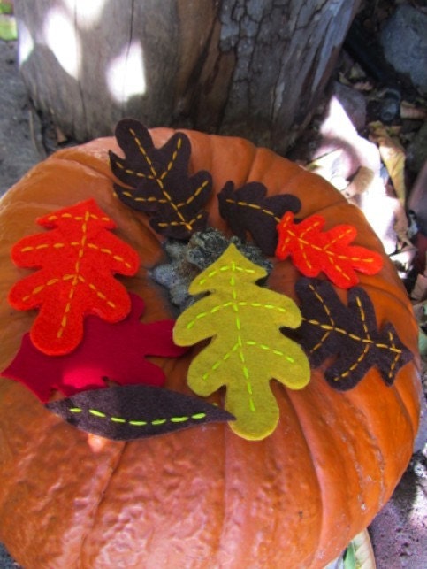 Fall leaf brooches or hair clips