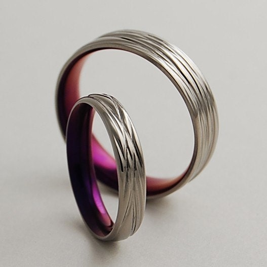 Titanium Wedding Bands , The Sphinx  in Mystic Purple with Comfort Fit