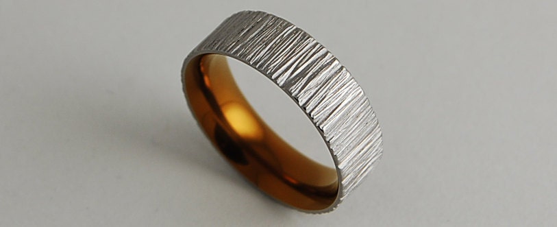 Mens Titanium Wedding Ring , Jupiter Band in Nightfall Blue