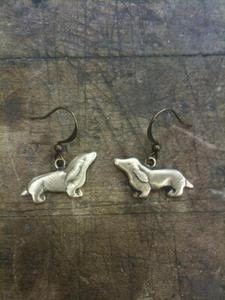 Handmade Brass Dachshund Earrings