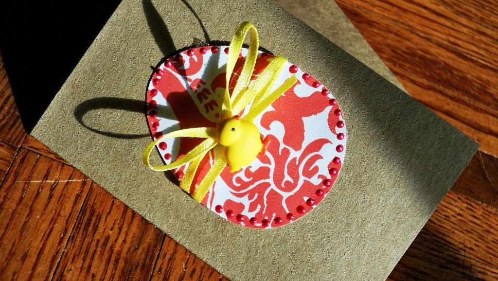 Mini Kraft Spring Chickadee and Egg Easter Cards (Set of 4)