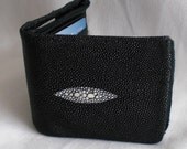 Black Stingray Leather Billfold Wallet- Made to order