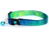 Safety Cat Collar - Blue and Green Tie Dye - Breakaway Cat Collar - Pugs2Persians