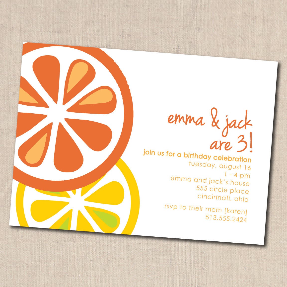 Orange Birthday Party Invitation