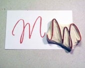 Script Font Initial Rubber Stamp -  Your Choice of 1 Initial Stamp - Hand-Carved