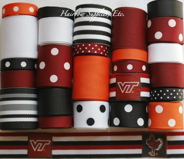 Virginia Tech Hokies Grosgrain Ribbon Lot 25 yards Collegiate Ribbon Licensed