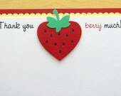 handmade red and yellow STRAWBERRY thank you note card