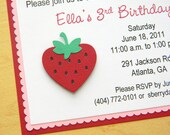 handmade red and pink STRAWBERRY birthday party invitation Il_170x135