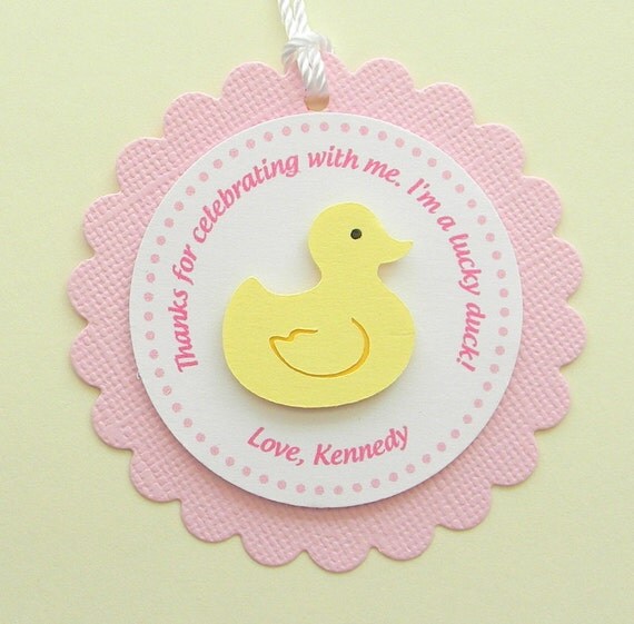 handmade RUBBER DUCK birthday favor tags Il_570xn