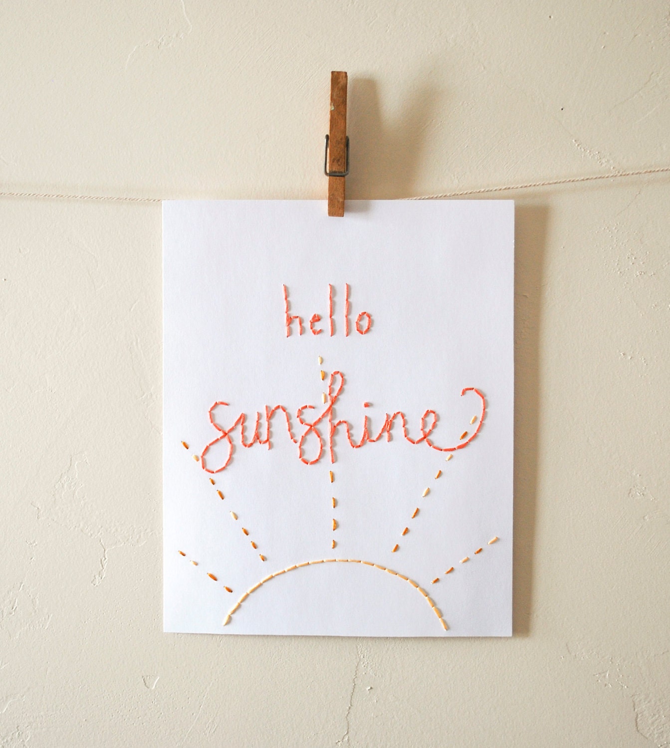 Hello Sunshine Stitched Artwork