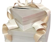 Wedding Gift Card Box with 2 colors of ribbon and Pearls, wishing well, money holder, money box, centerpiece