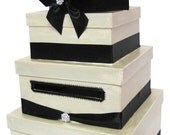 Custom Wedding Gift Card Box with Hydrangea and 2 Crystal Brooches