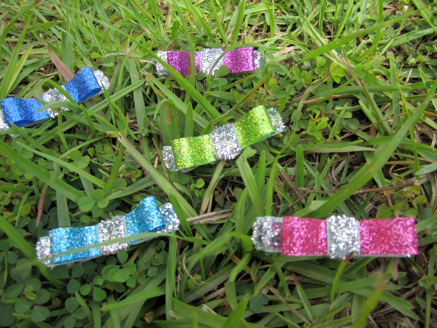 Hair Clippies: Sparkling Glitter Mini Bows, Set of 5
