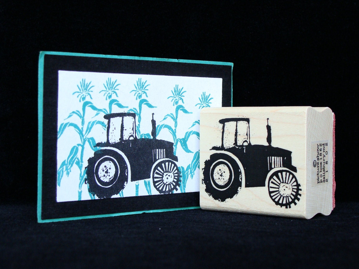 picture show rubber stamp "tractor"