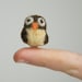 SALE - Miniature Needle Felted Pocket Owl in Brown