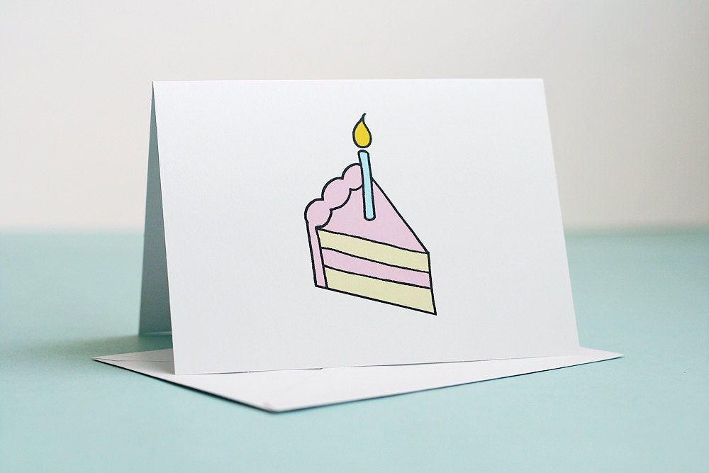 Pink Slice of Birthday Cake Note Card