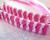 Braided Ribbon Barrettes - Pink and White Hair Clips Il_170x135