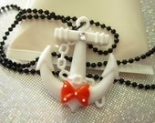 Anchor and Bow Necklace - Nautical Jewelry