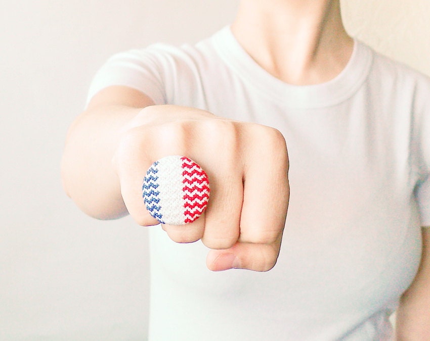 Cross stitch ring French flag