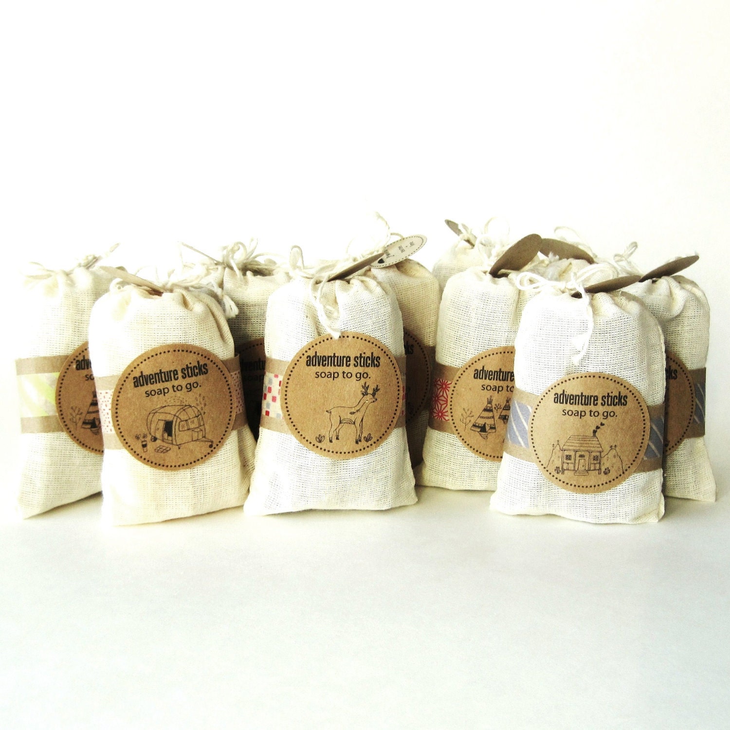 10 Packs of Adventure Sticks - Soap To Go. - Travel Size Vegan Cold Process Soap Sticks made in Portland, Oregon