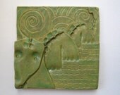 Water Dragon Handmade Ceramic Art Tile