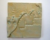 Water Dragon Handmade Ceramic Art Tile