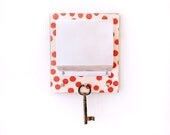 Office Organizer l Mail Holder Office POLKA:  modern wall mount letter holder dots circles organizer key holder red metal