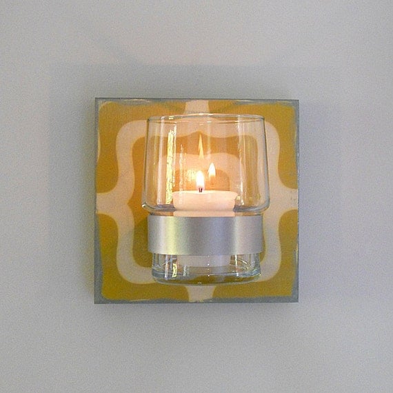 Candle Holder l modern wall decor l LABYRINTH: flower vase minimal mod wall vase votive chartreuse pattern redtilestudio