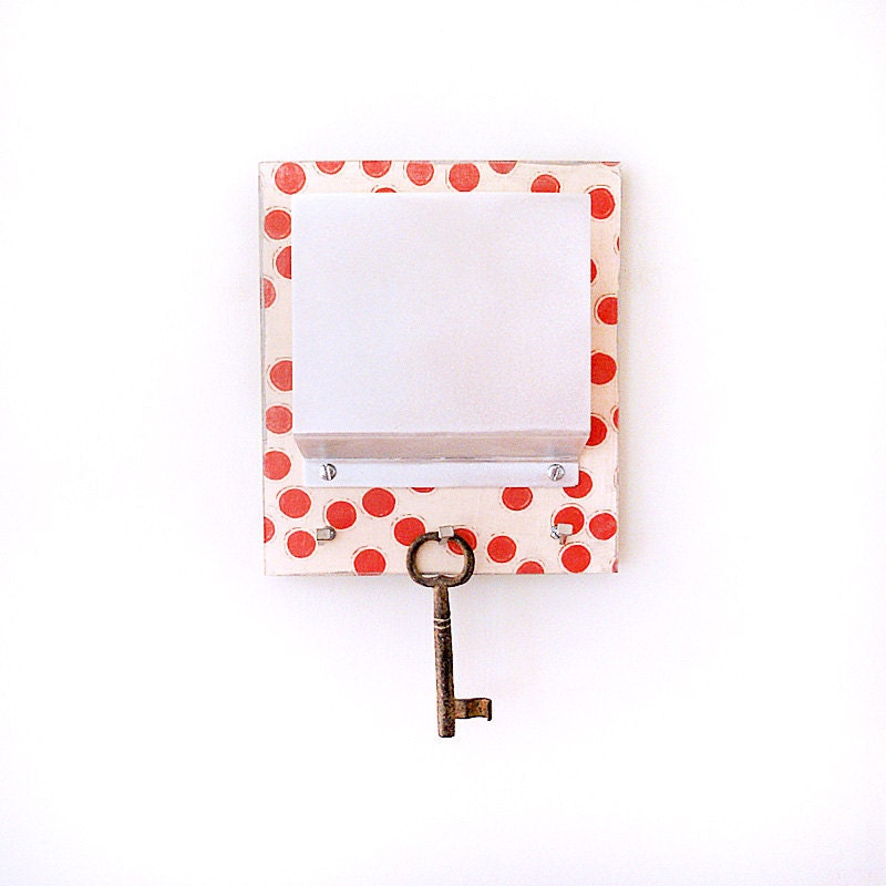 Office Organizer l Mail Holder Office POLKA: modern wall mount letter holder dots circles organizer key holder red metal