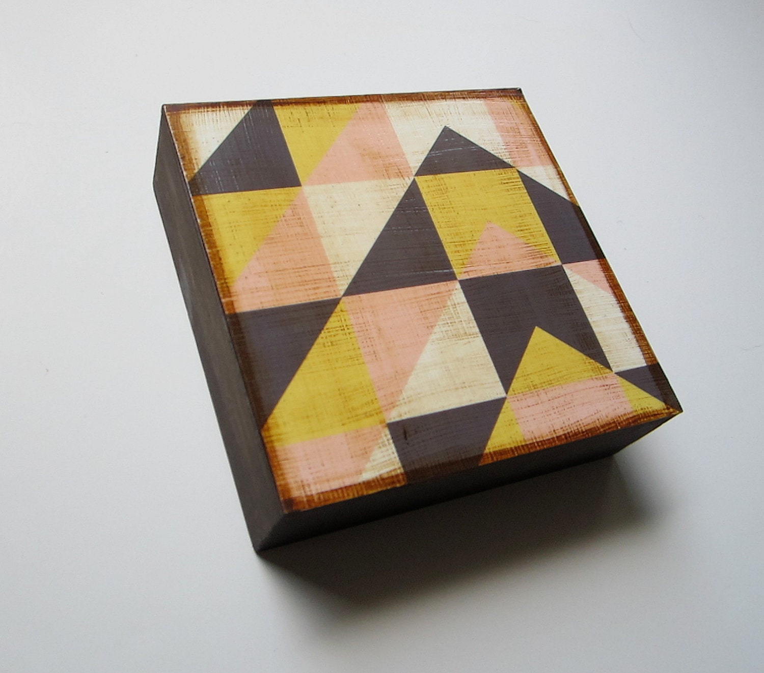 Modern Wall Decor l Art Block l Geometric Mountain Modern Traveler  wall hanging housewares 5x5 wood block geometric pattern pastel