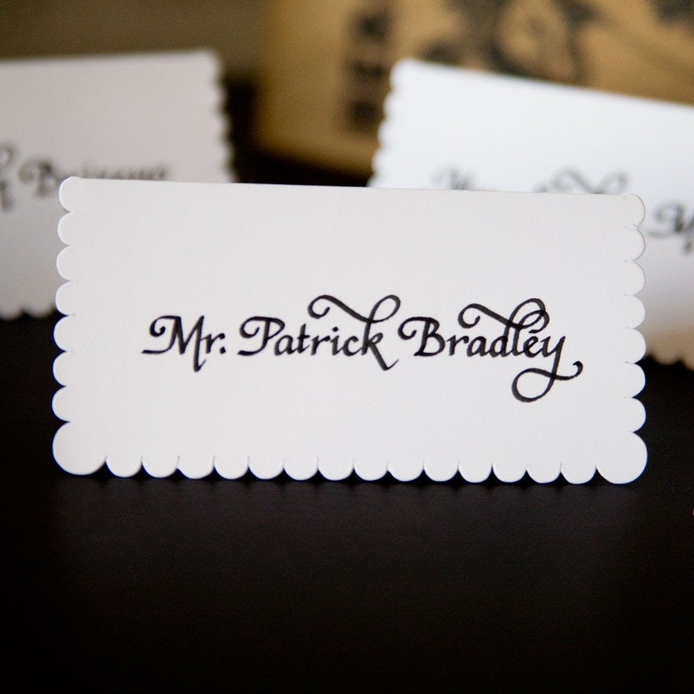 Scalloped Escort Cards - Hand Calligraphy