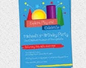Printable Child's Birthday Party Invitation, Children's Museum, Shapes, Imagination, Learning Fun, Boy or Girl DIY Digital File
