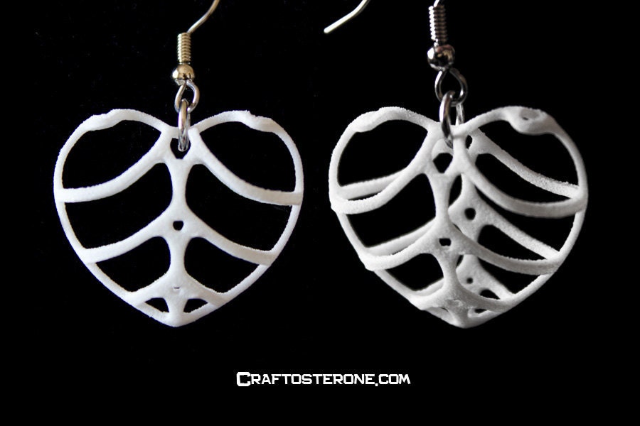 Love feels like a heart shaped rib-cage (3D EARRINGS)