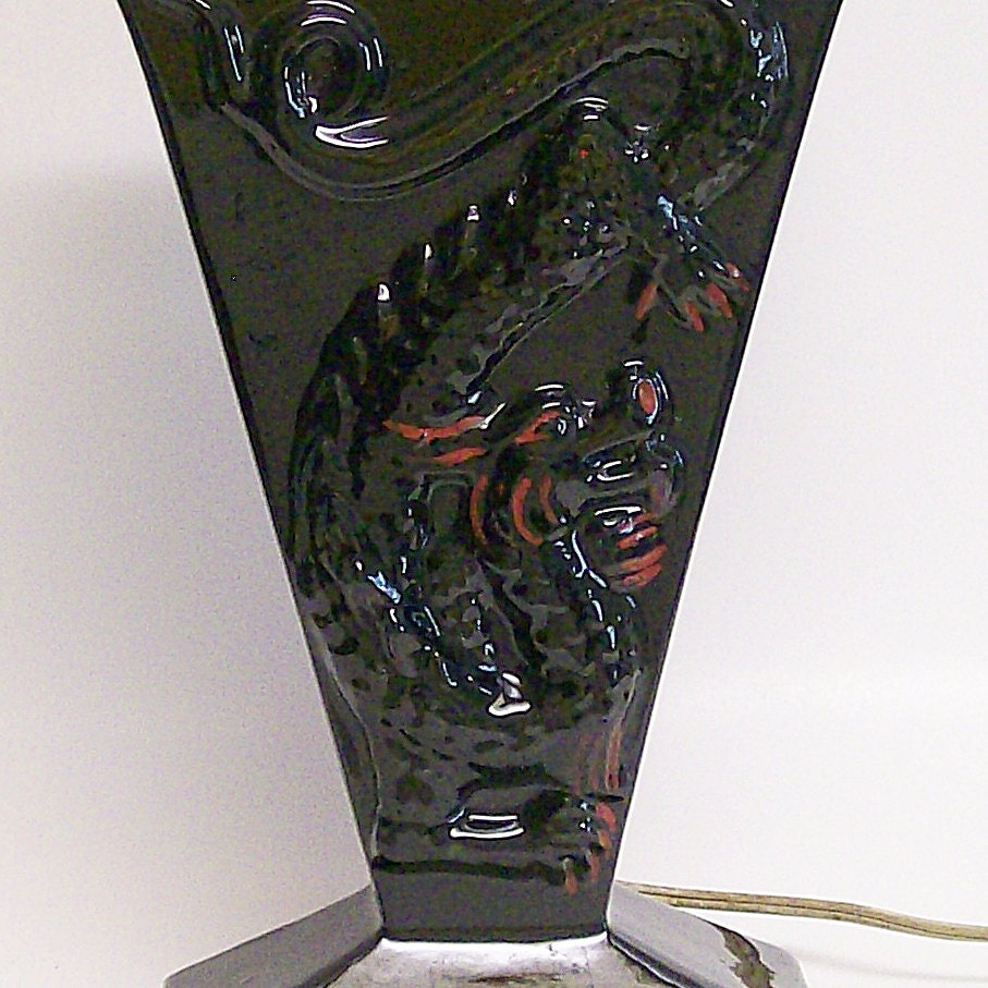 Vintage Black Dragon TV Lamp