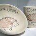 Personalized Baby Gift - Cat and Scarf - Small Bowl and Juice Cup- Handmade Baby Gift Set