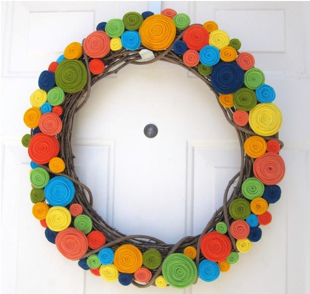 Rainbow rosette wreath- pick your colors