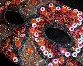 Diabolical Red and Black Hand Beaded Mask
