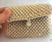 Cream beaded Wallet/ Card holder