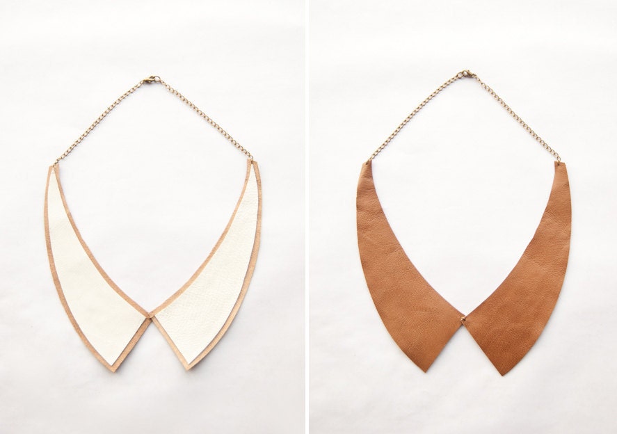Alexa -- Reversible Leather Peter Pan COLLAR Necklace - Made to Order - AmprisLoves