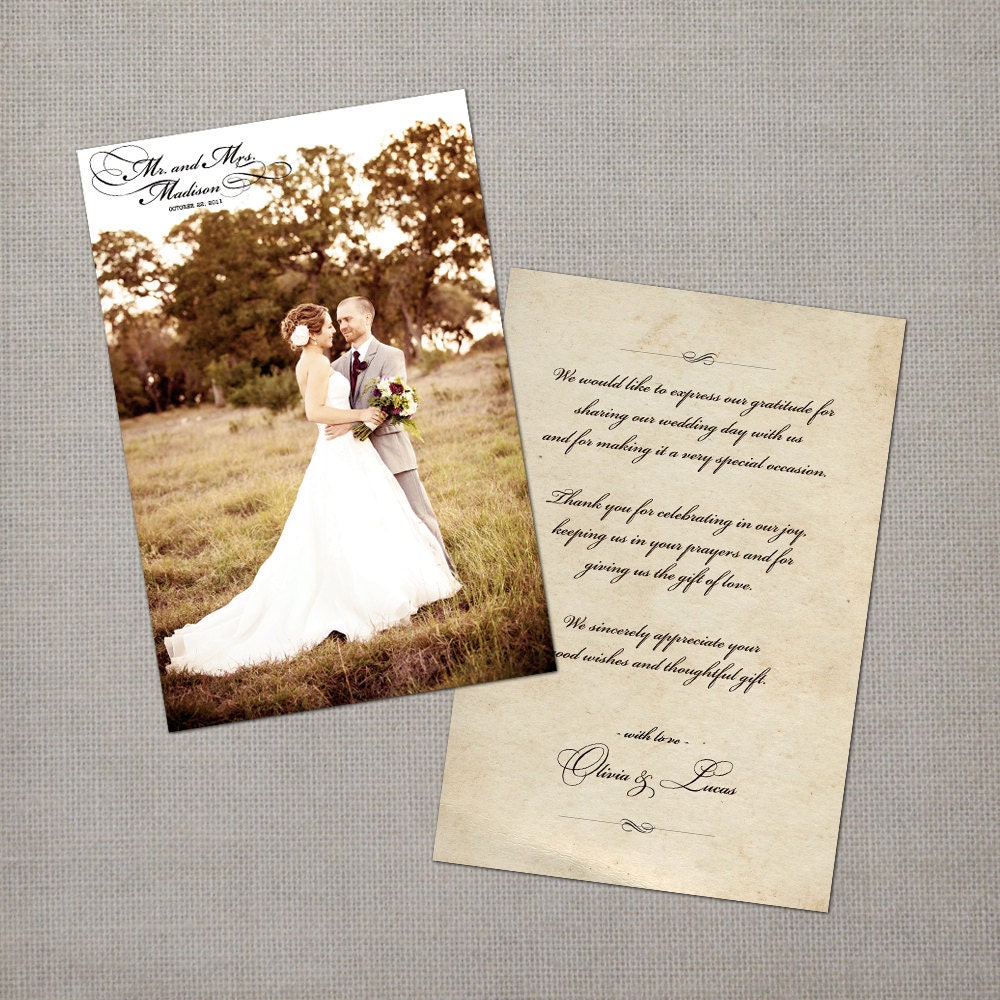Vintage Wedding Thank You Cards - the "Olivia"