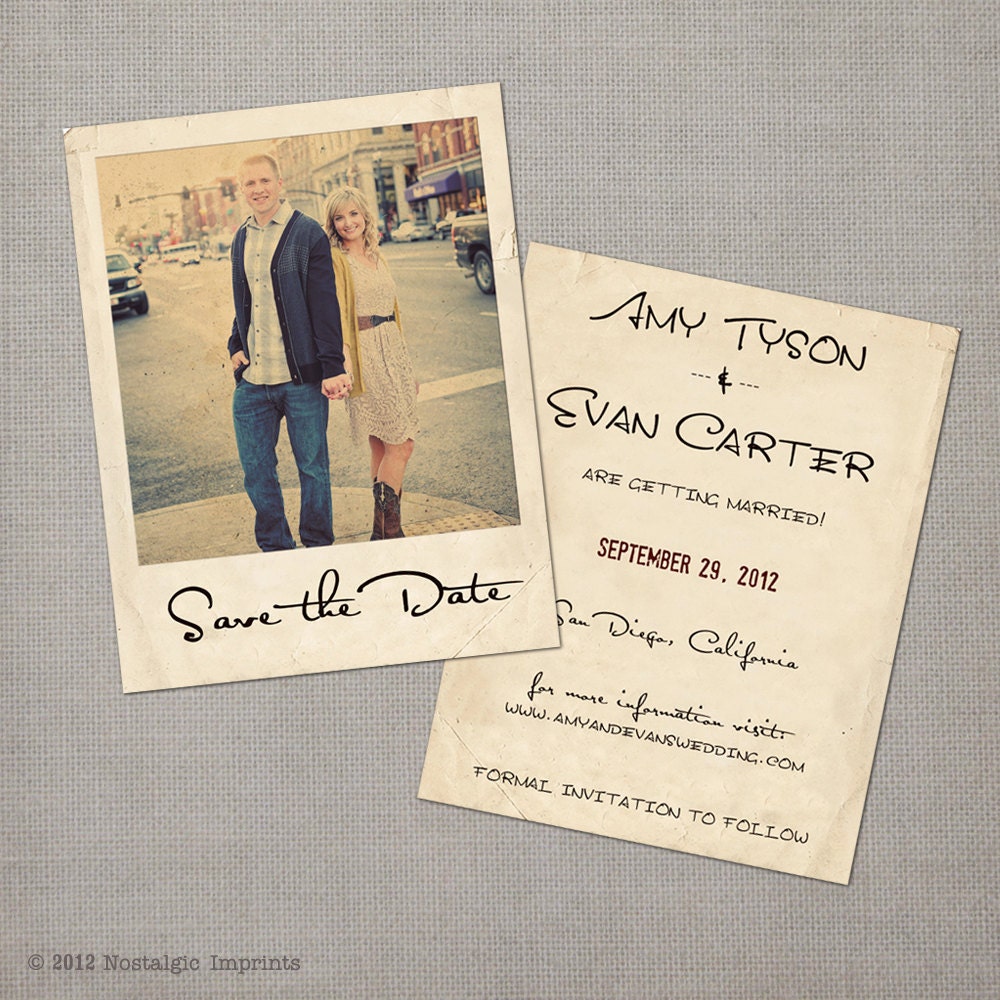 Vintage Save the Date Polaroid Card - the "Amy"