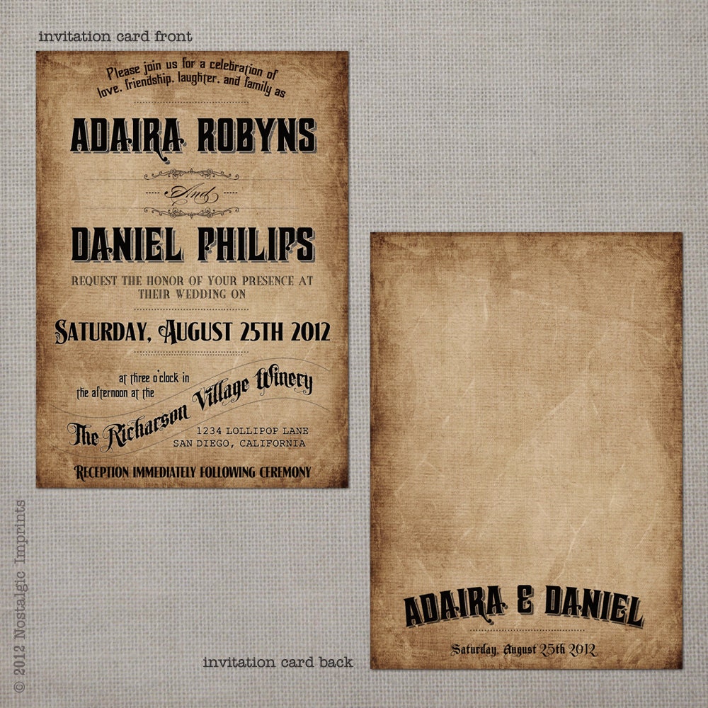 Wedding Invitation - the "Adaira" (set 1)