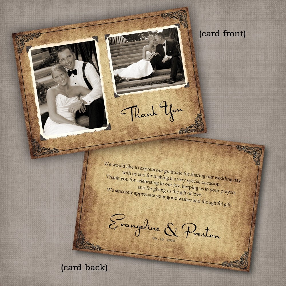 Vintage Wedding Thank You Card - the "Evangeline"