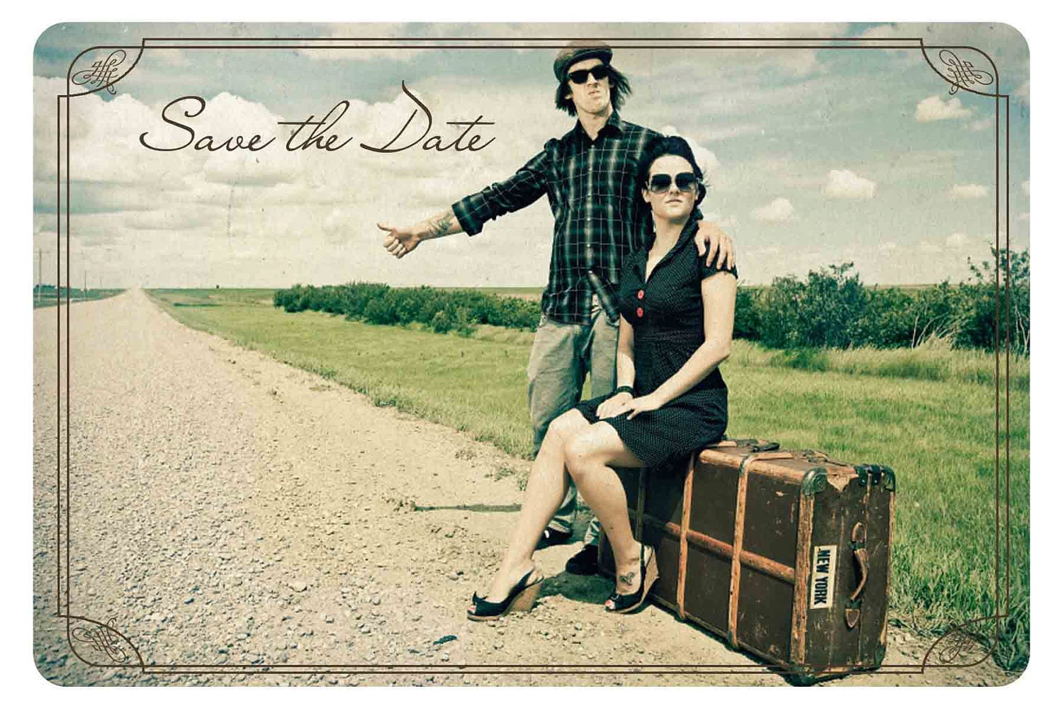 Vintage Save the Date Postcard - the "Rose"