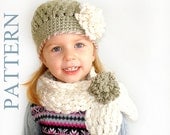 2 Patterns PDF Crochet Hat Scarf Newborn Infant Toddler Girl Adult Flower Cowl Neckwarmer.Australia (017, 018)