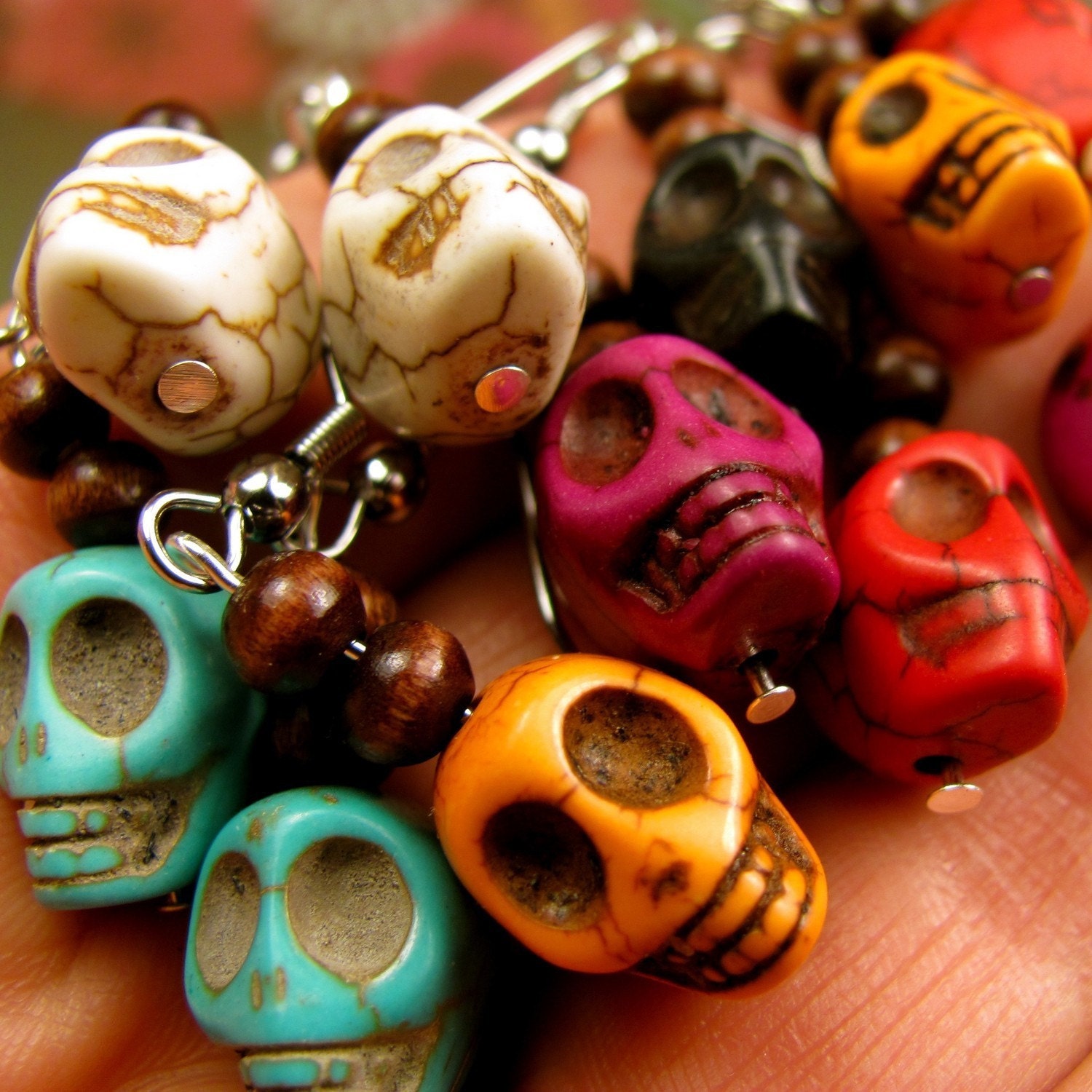 Calaveras Day Of The Dead Skull Earrings