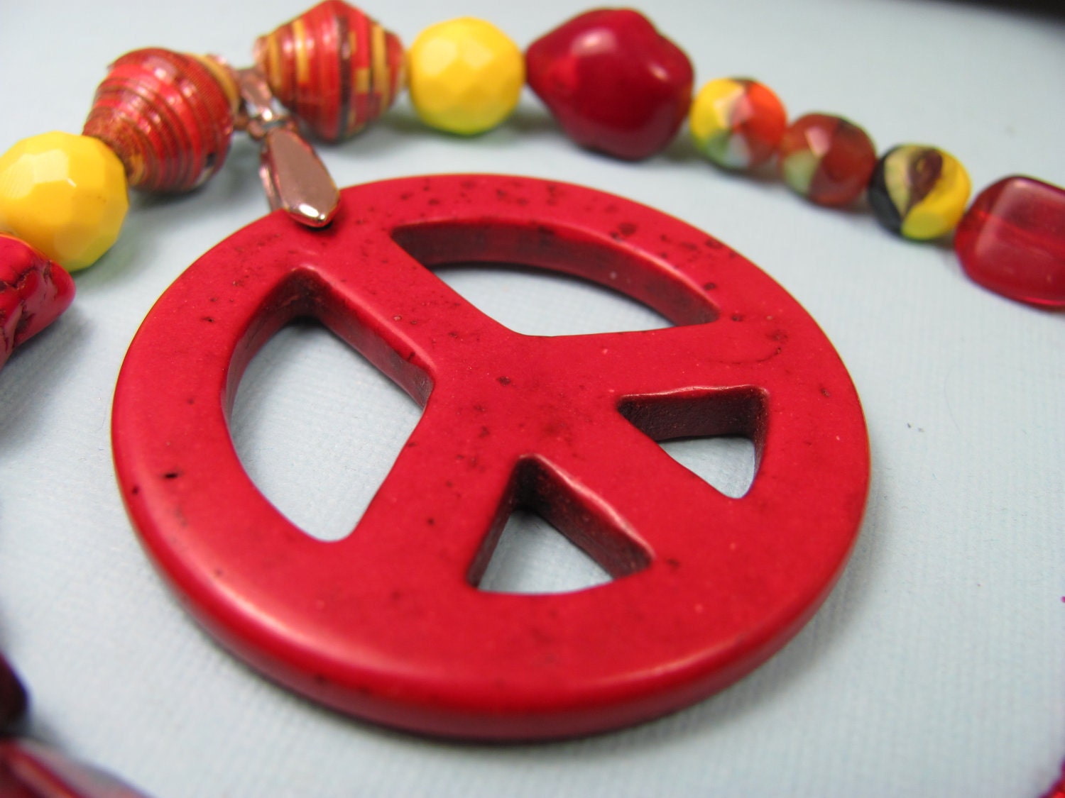 Red Peace Sign Necklace