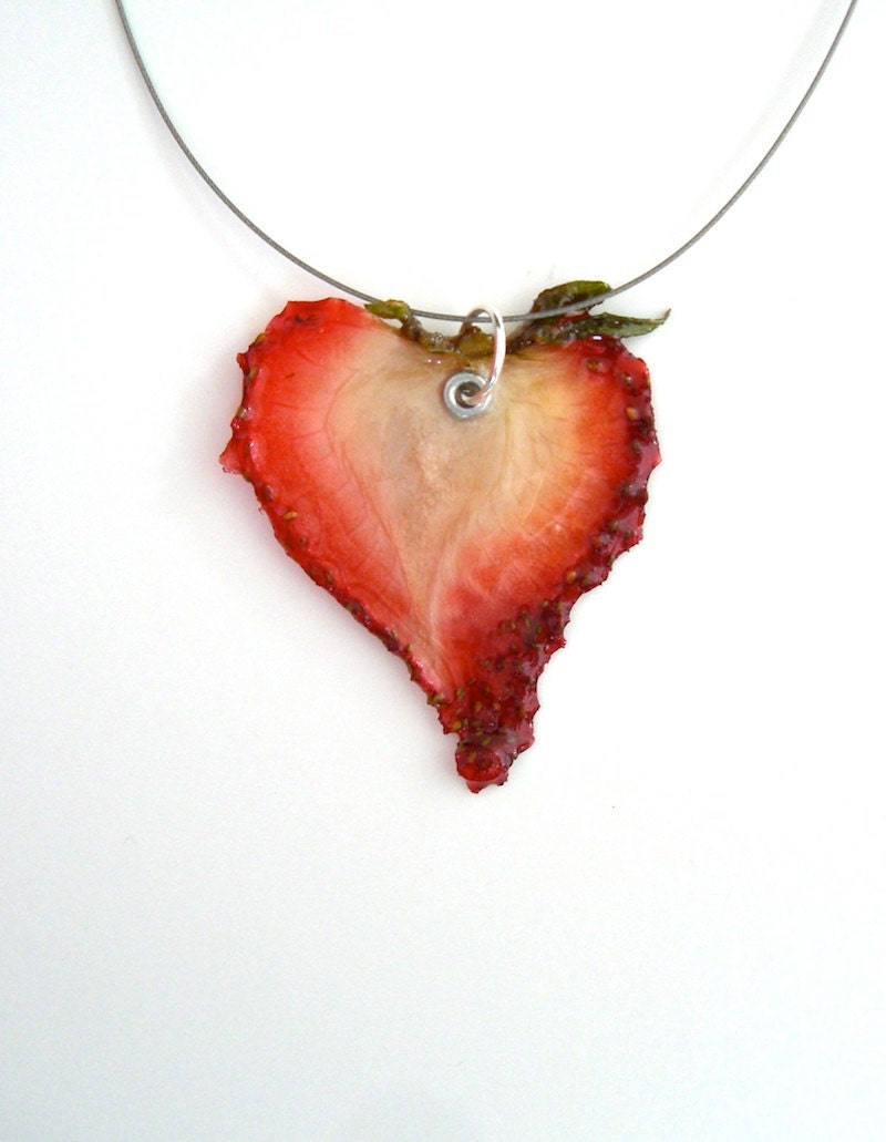 Strawberry Necklace - Real Fruit Jewelry - Fruit Jewelry - Made from Real Fruit - Vegan Necklace